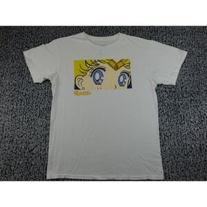 Sailor Moon Graphic T-Shirt Mens Medium White Anime Eyes Usagi Tsukino Cotton